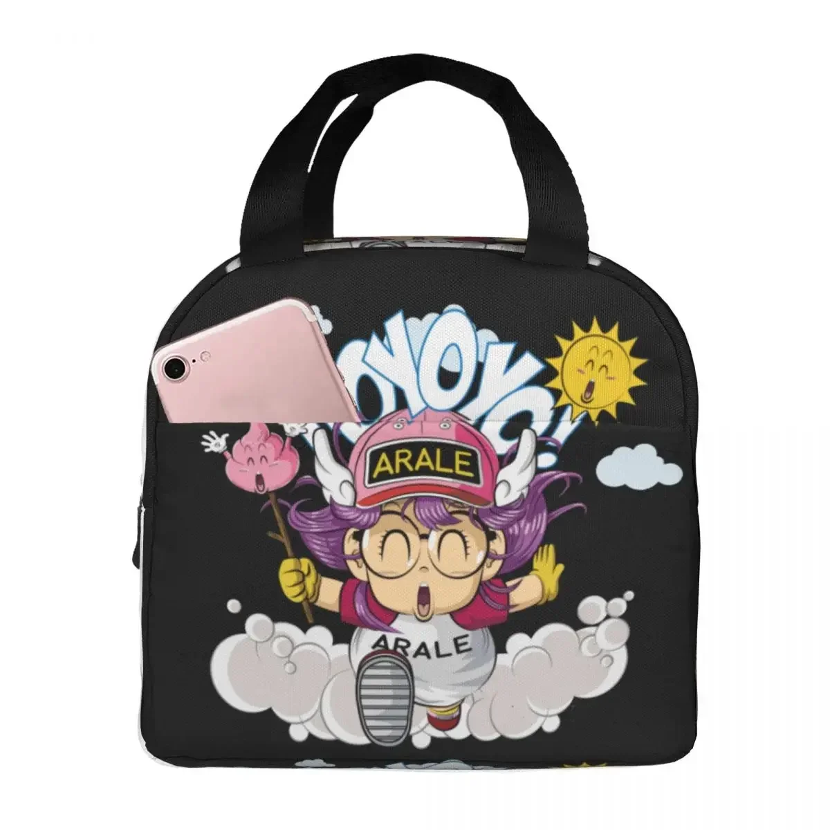 Lunch Bags Dr. Slump Arale Insulated Cooler Bag Waterproof Picnic Travel Dr Slump Cartoon Anime Canvas Lunch Box Bento Pouch