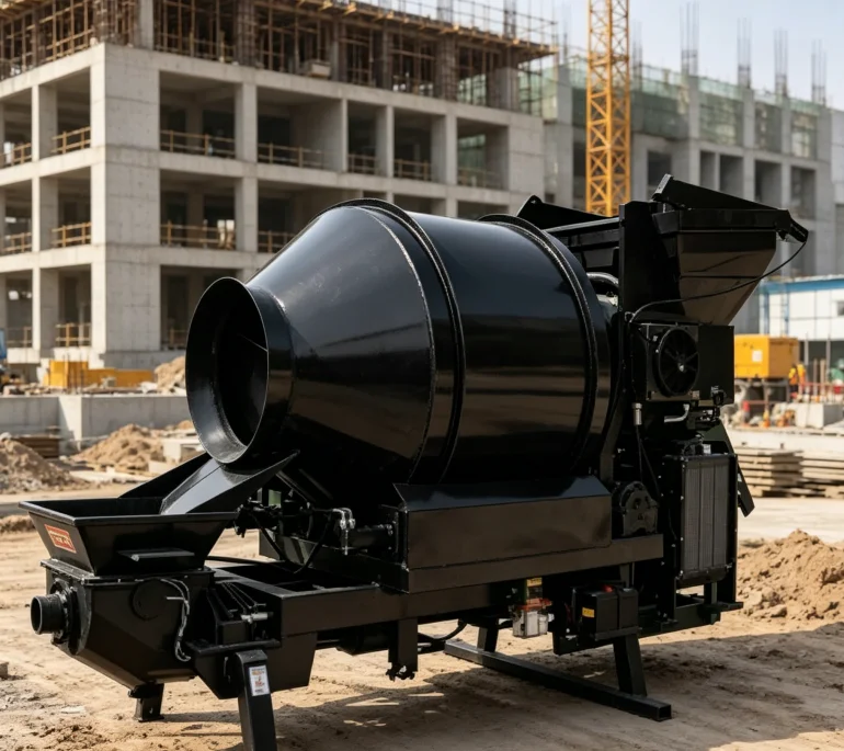 Trailer Mounted All-in-one Concrete Mixing Pump Diesel Driven No External Power for Rural Building