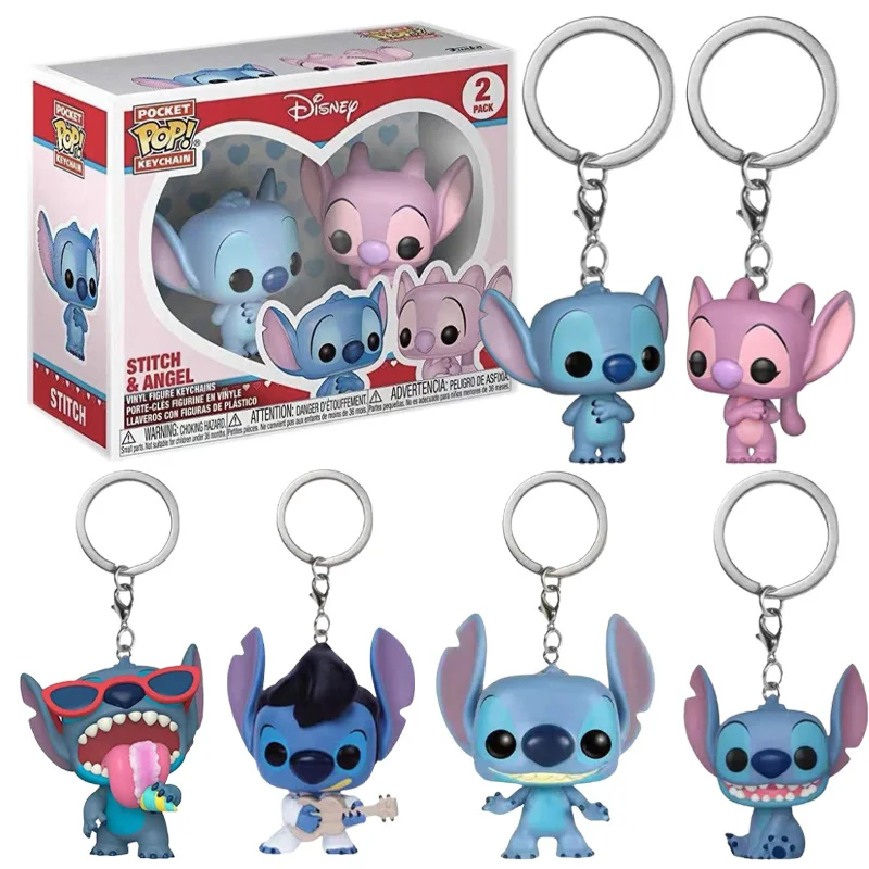 

Disney Stitch Keychain Figure Toy Model PVC Pendant Keyring Cartoon Key Chain Backpack Charms Jewelry Doll Car Keyholder Gifts