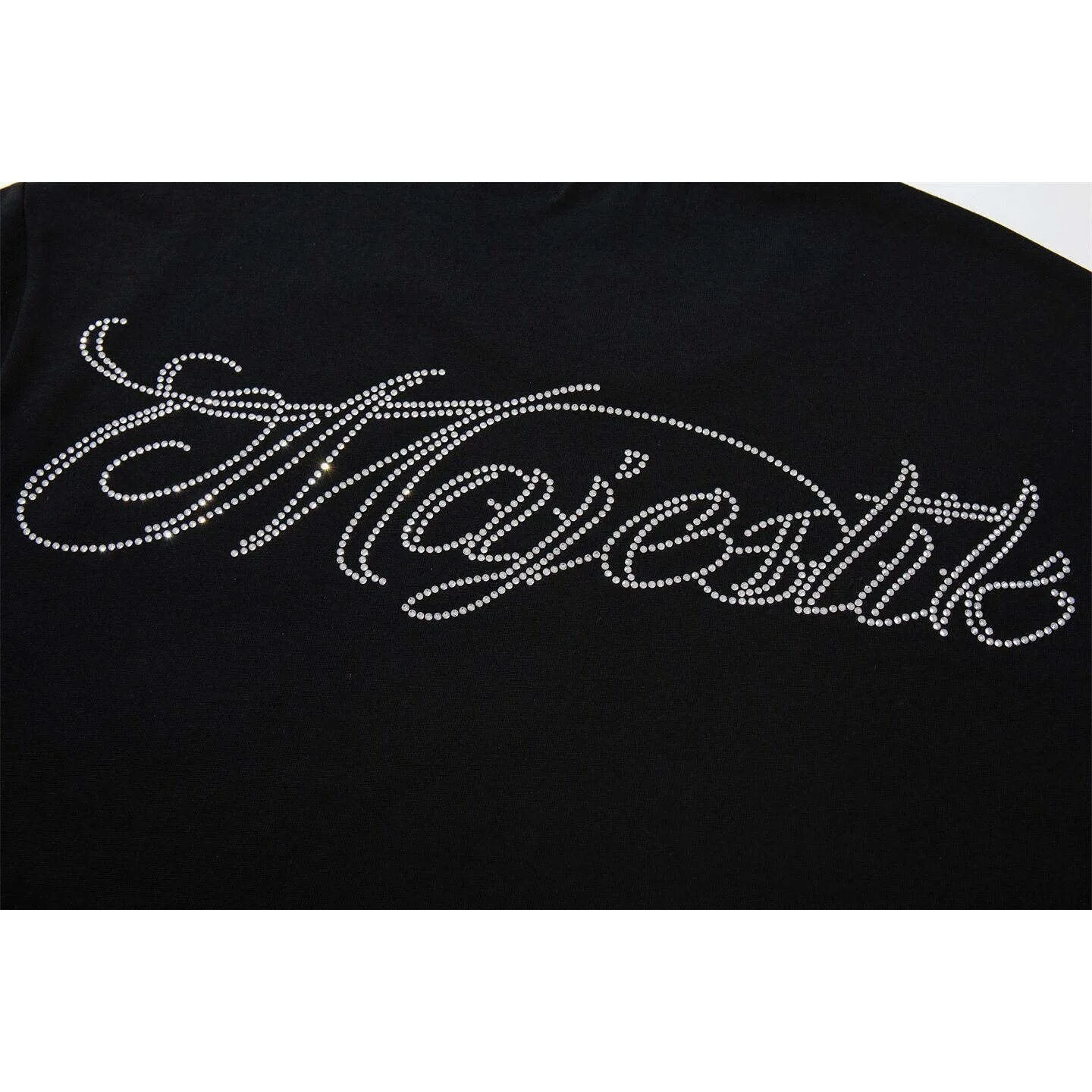 MAJESTIK American cartoon pattern short-sleeved T-shirt with loose straight-printed sequined rock band top design