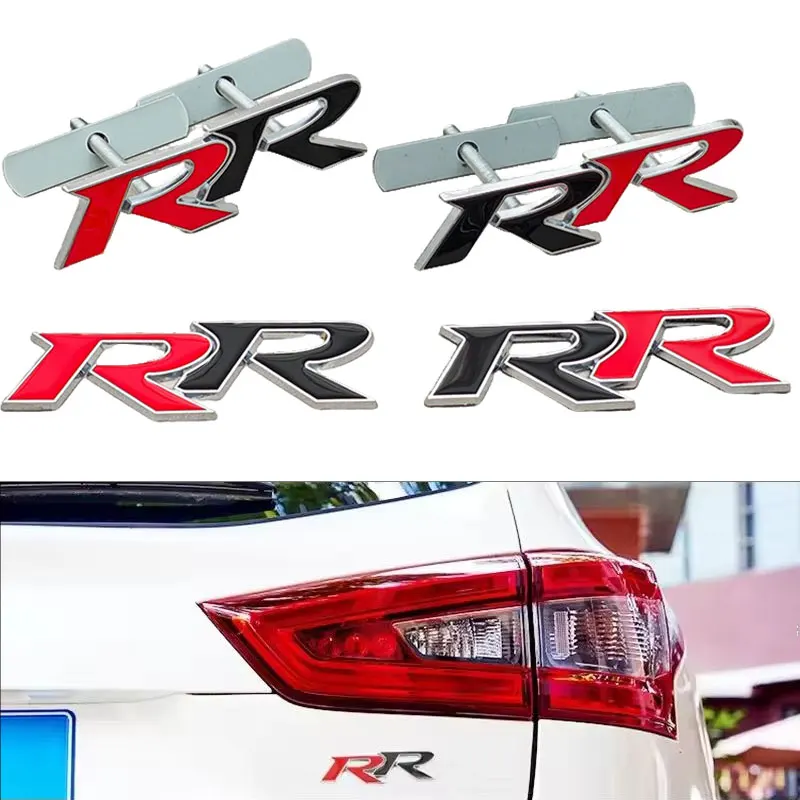 

3d Metal Letters RR Logo Car Rear Trunk Sticker Front Grille Badge Emblem for Civic Mugen Accord Crv City Hrv Accessories