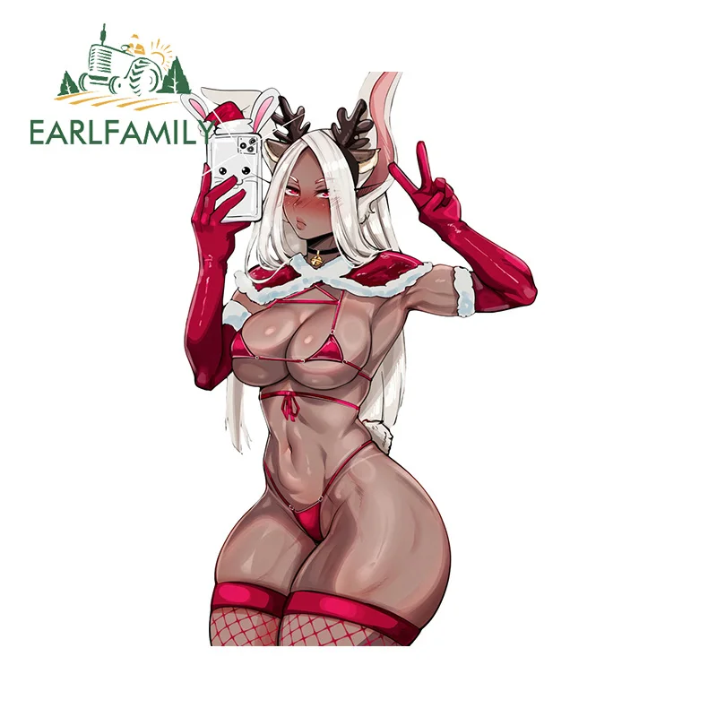 EARLFAMILY 13cm x 8.1cm Christmas Miruko Rabbit Girl Car Sticker Anime Nsfw Bikini Succubus Decal Windows Computer Sexy Decor