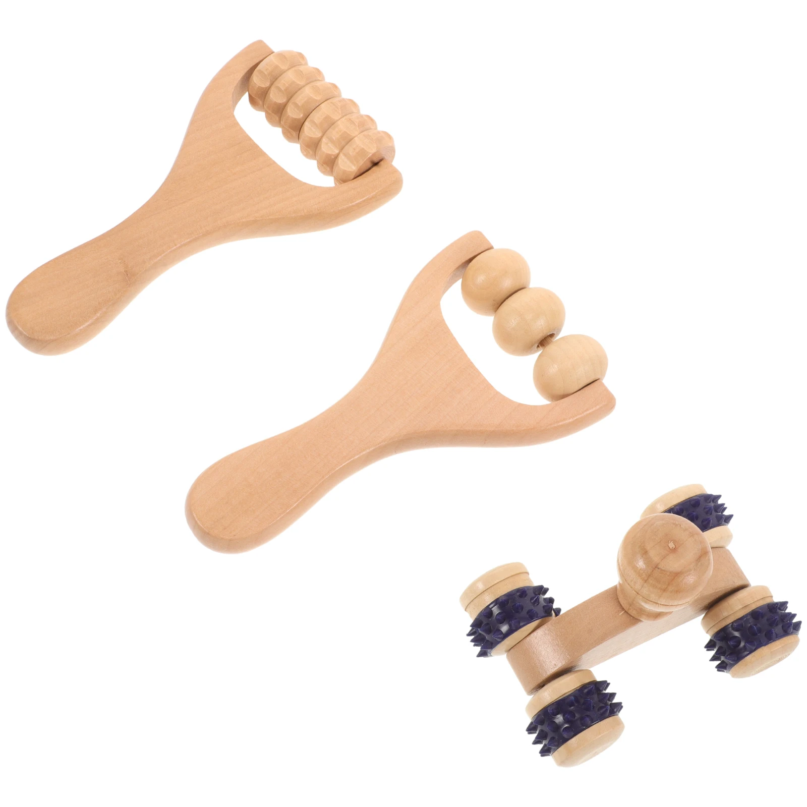 

3pcs Wood Massage Tools Handheld Roller for Foot Neck Back Relaxation Massager Wooden Body Scraper