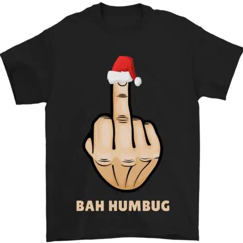 Bah Humbug Finger Flip Funny Christmas Rude Mens T-Shirt 100% Cotton