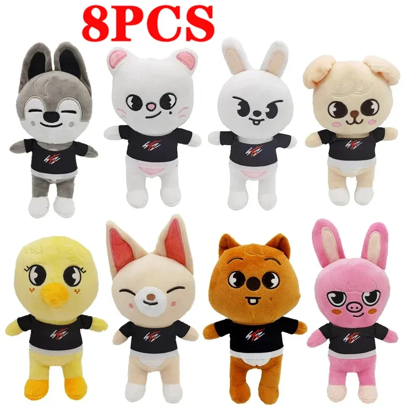 8pcs/set Plush ToySkzoo 20cm Kawaii Stray Kid Cute Plush Cartoon Stuffed Animal Doll Kawaii Companion for Kids Adults Fans Gifts