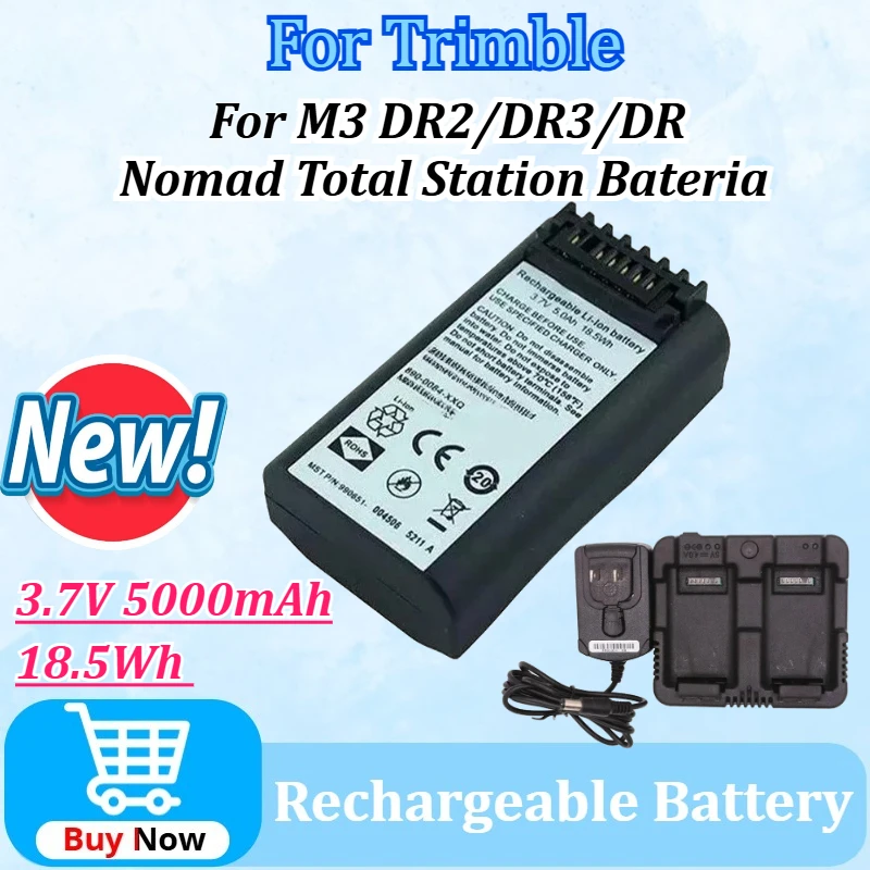 

3.7V 5000mAh 18.5Wh 890-0084-XXQ Battery for Trimble M3 DR2 DR3 DR Nomad Total Station Bateria M3 Dual Charging Charger