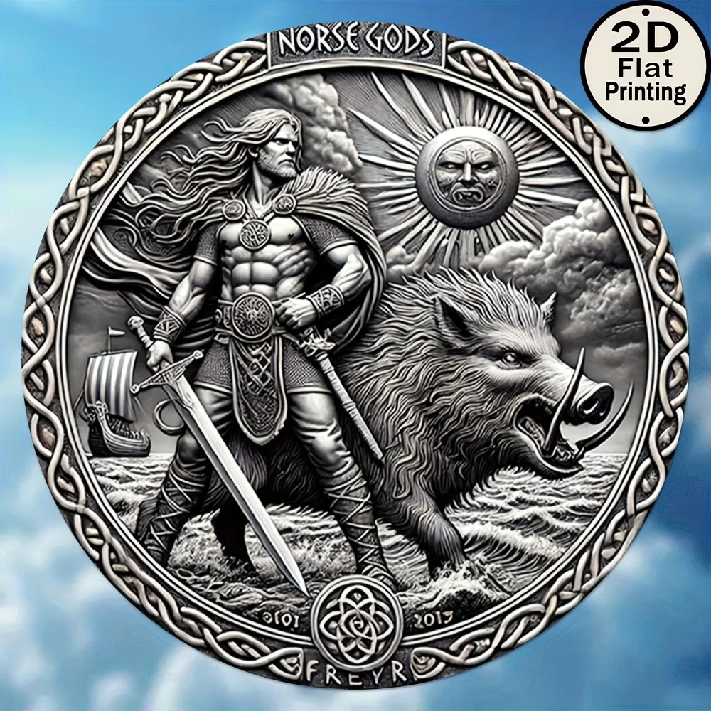 Viking Warrior Nordic Myth Metal Wall Decor 8x8 Inch Round Iron Art Easy To Install Home Bar Office Historical Lover Gift