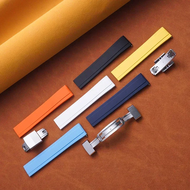 New Daytona Design CTS Fluororubber Watch Strap  20mm Quick Release Butterfly Buckle Watch Bands FKM Strap For Cut To Size