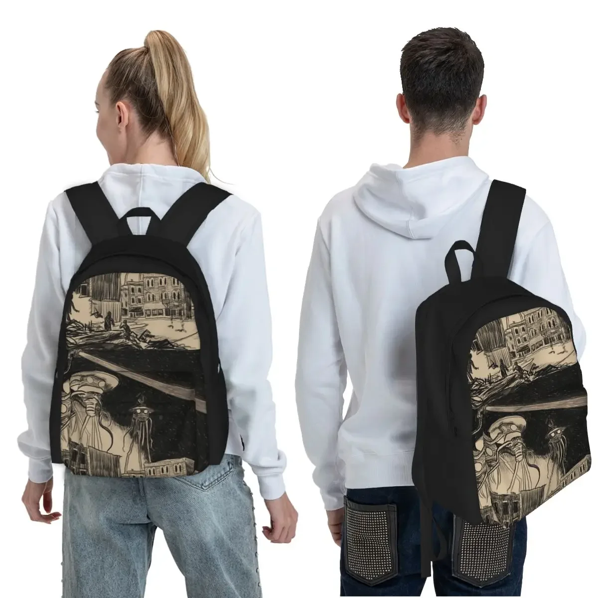War Of The Worlds In Covington's Central Business District Student Backpack SchoolBagfor Boys Girls FashionBookbag Shoulder Bags