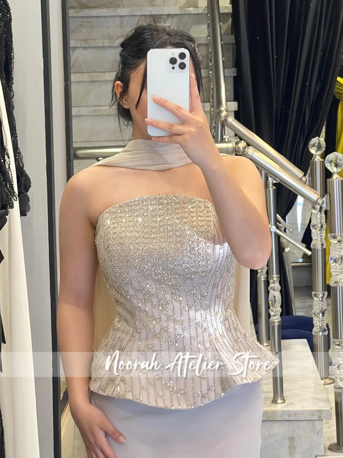 فساتين سهرة فاخرة جديدة أنيقة باللون الأزرق مكونة من قطعتين في المملكة العربية السعودية 2025 فساتين زفاف وشاح Fساتين فستان حفلات طويل مخصص