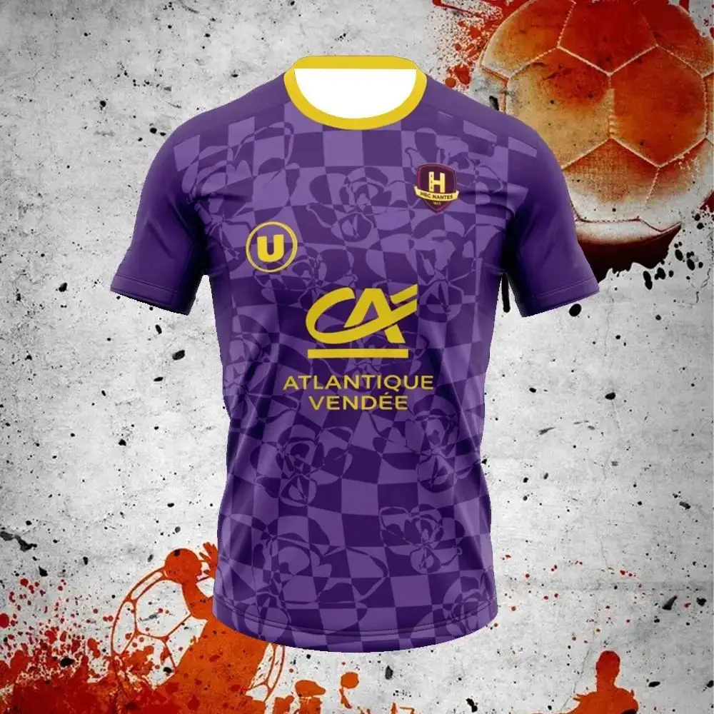 25-26 Nantes قميص كرة اليد للرجال تنفس التجفيف السريع ملابس رياضية فضفاضة في الهواء الطلق ركوب التدريب عادية قصيرة الأكمام تي شيرت #1