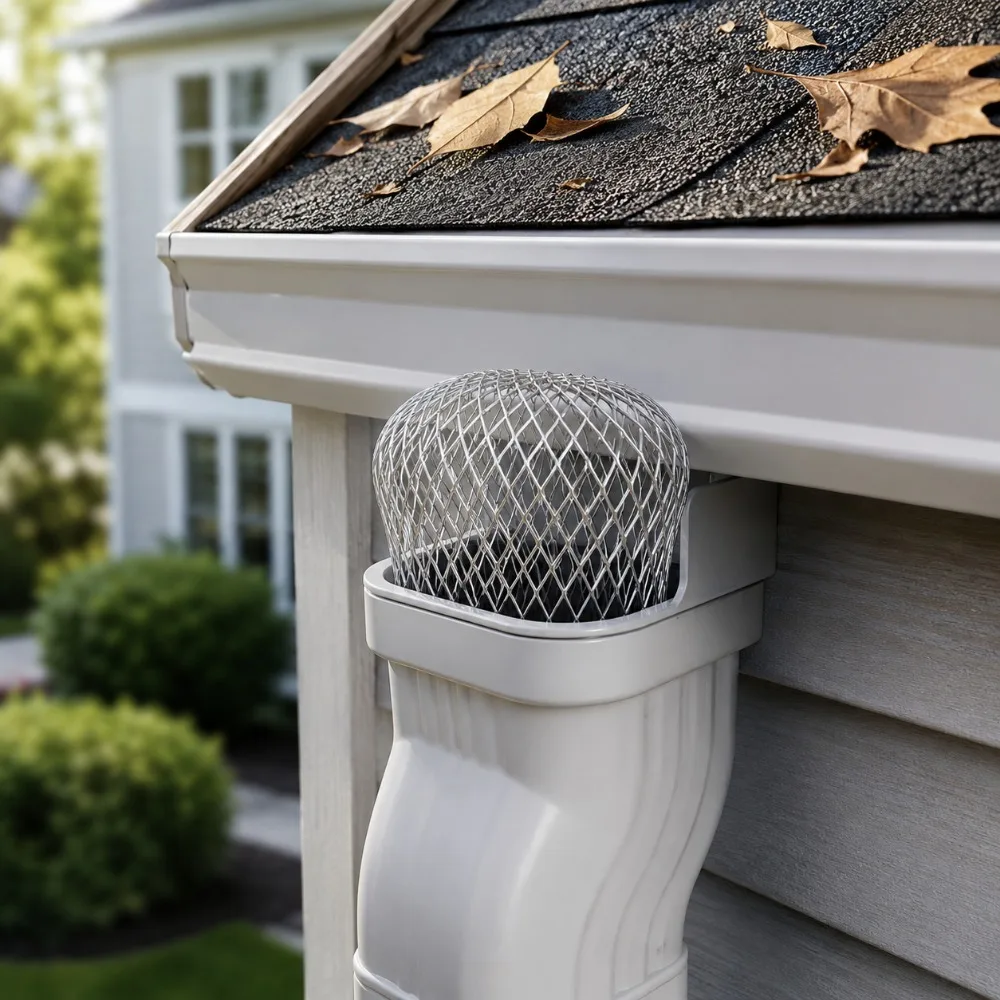 Roof Gutter Leaf Guard Metal Filter Mesh Drain Pipe Cover for Preventing Debris Buildup in Downpipe Rainwater Systems - view 2