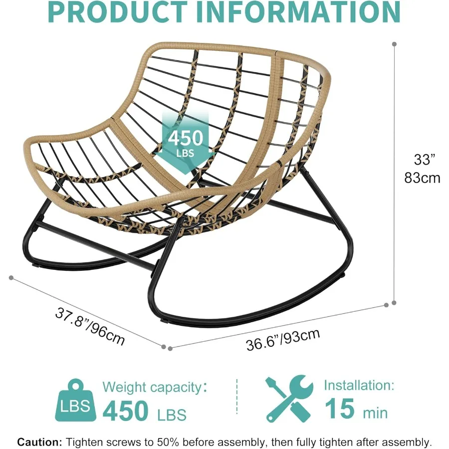Oversized balanço ao ar livre indoor 450lbs capacidade de peso vime rattan ovo espreguiçadeira com cushiollWeather pátio para varanda gar