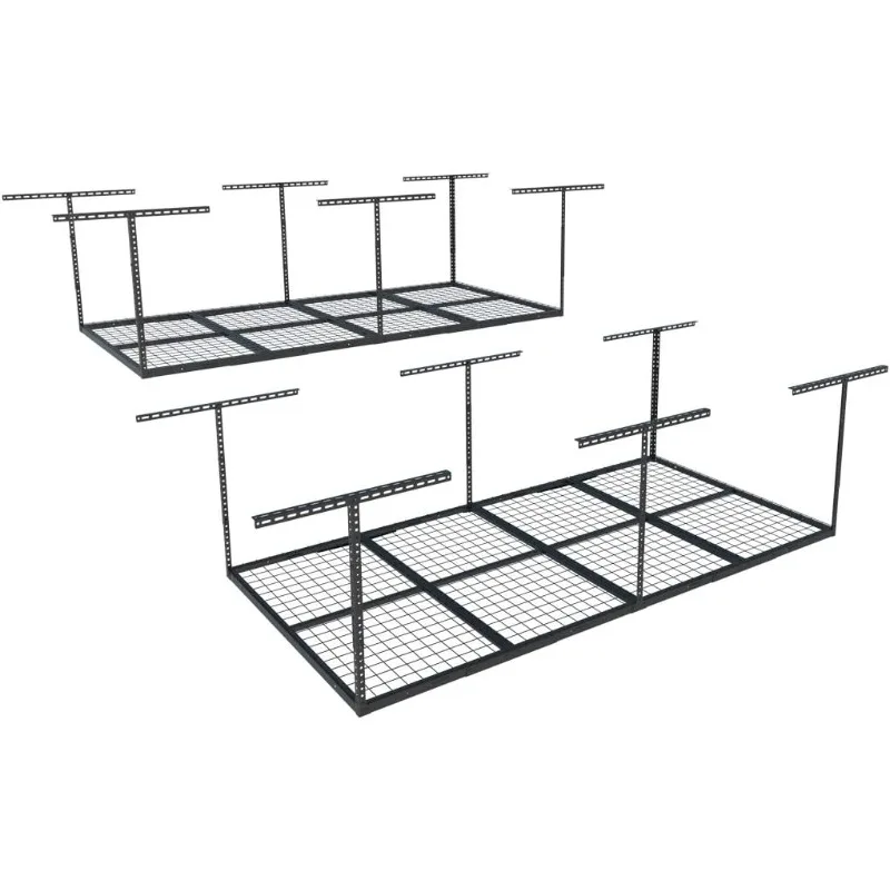 FLEXIMOUNTS 4x8 Overhead Garage Storage Rack, Heavy Duty Metal Garage Ceiling Storage Racks, 2 Pack