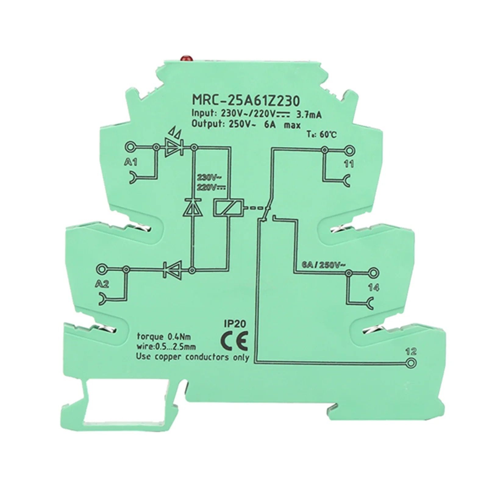Module de relais d'interface relais PLC-25A61Z230 PLC Module de relais d'interface de Contact électromagnétique entrée 230VAC/220VDC 1NO 1 NC