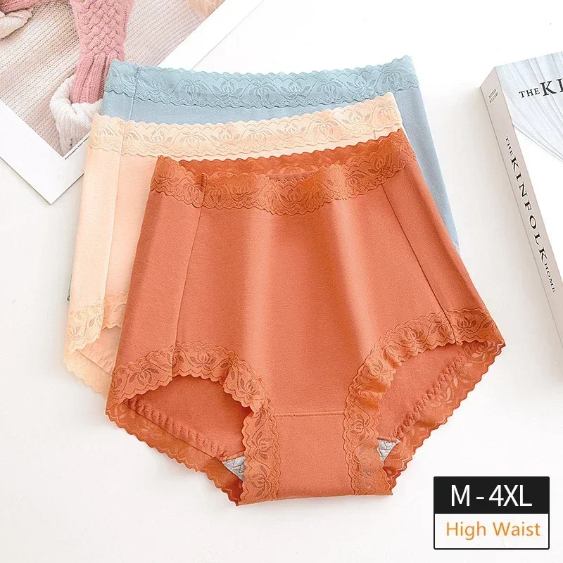 

Luxury Lace Women's Panties Cotton Cozy Female Underwear Plus Size Panties for Women M-XXXXL High Waist Femme Underpants Tangas