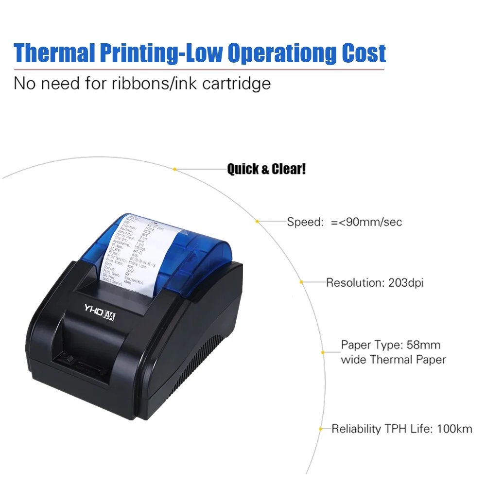 58C USB Contracted Style 58mm Thermal Receipt Printer for All POS System