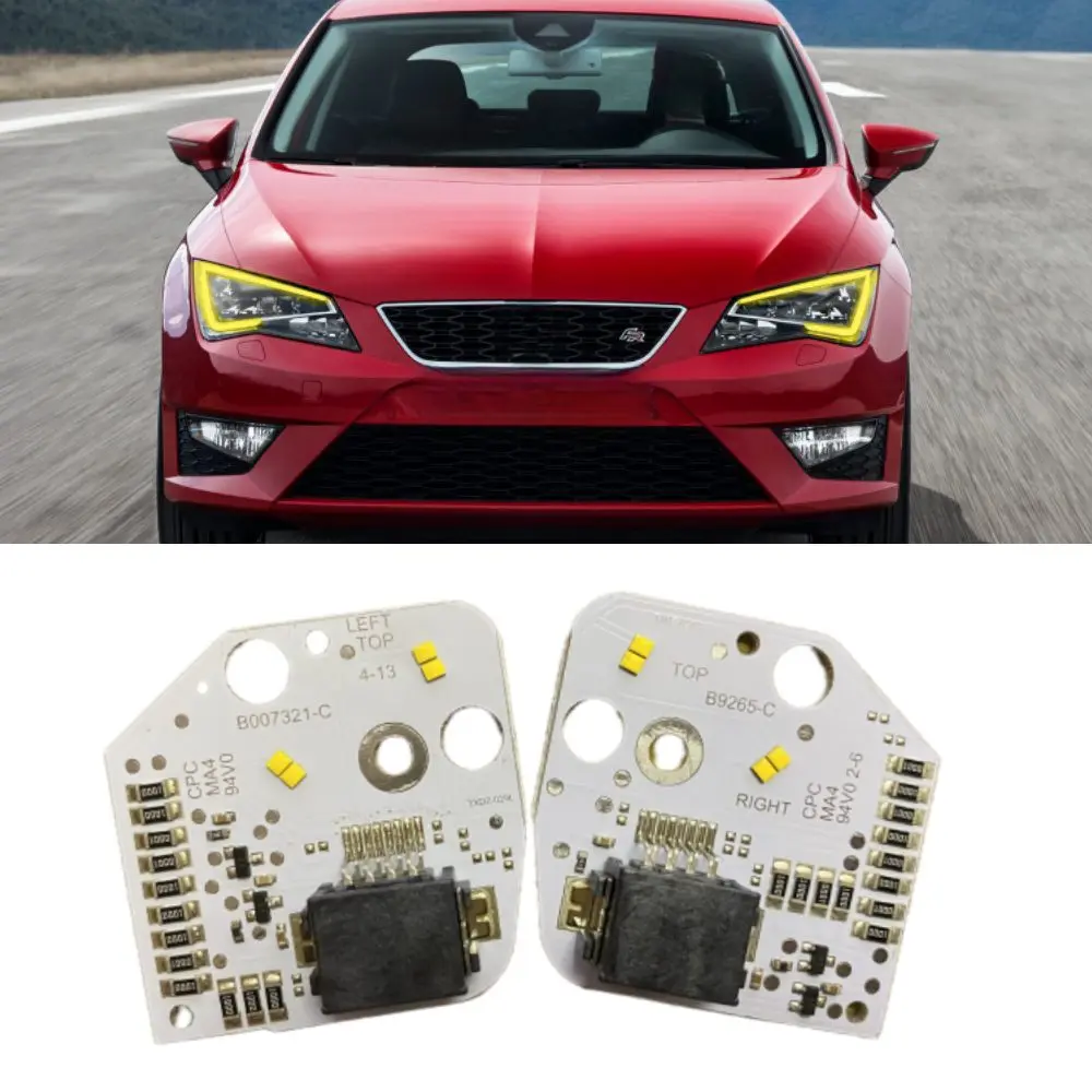 Refit Day Yellow Angel Eye DRL LED Boards For 2013 2014 2015 Seat Leon Blue Moduł świateł do jazdy dziennej 5F 0941475   5F 0941476