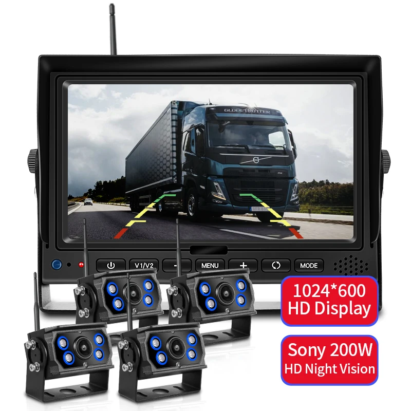 Cordless Waterproof Vehicle Monitoring System Night Vision RV Blind Area Assist System Easy Install Smart Security Camera System