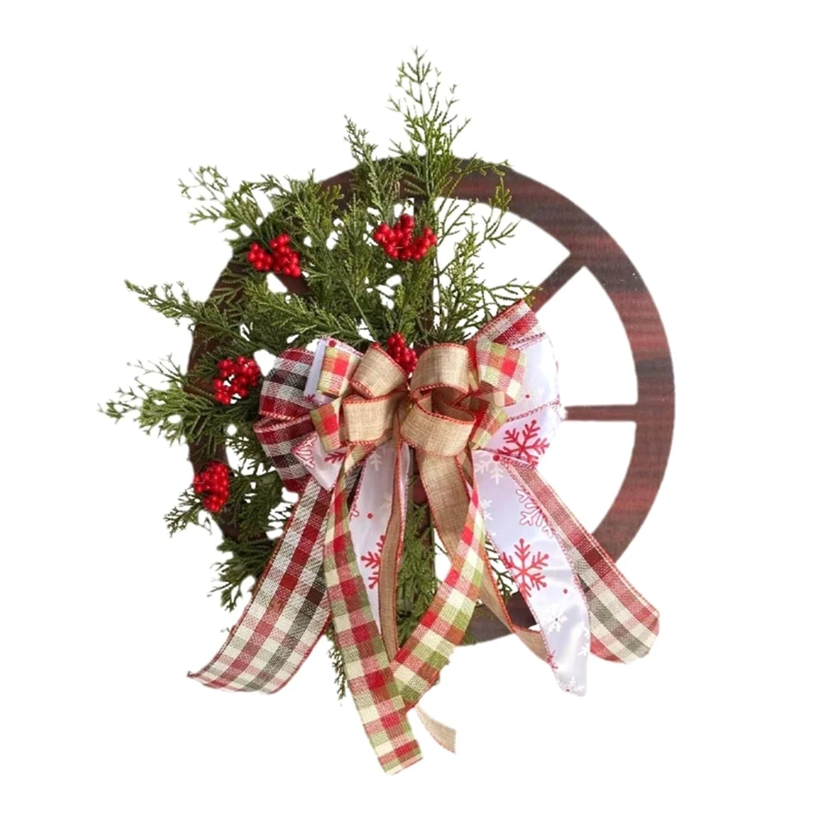 Christmas Wreath Ornaments Roulette Shape Hanging Wooden New Year Decoration