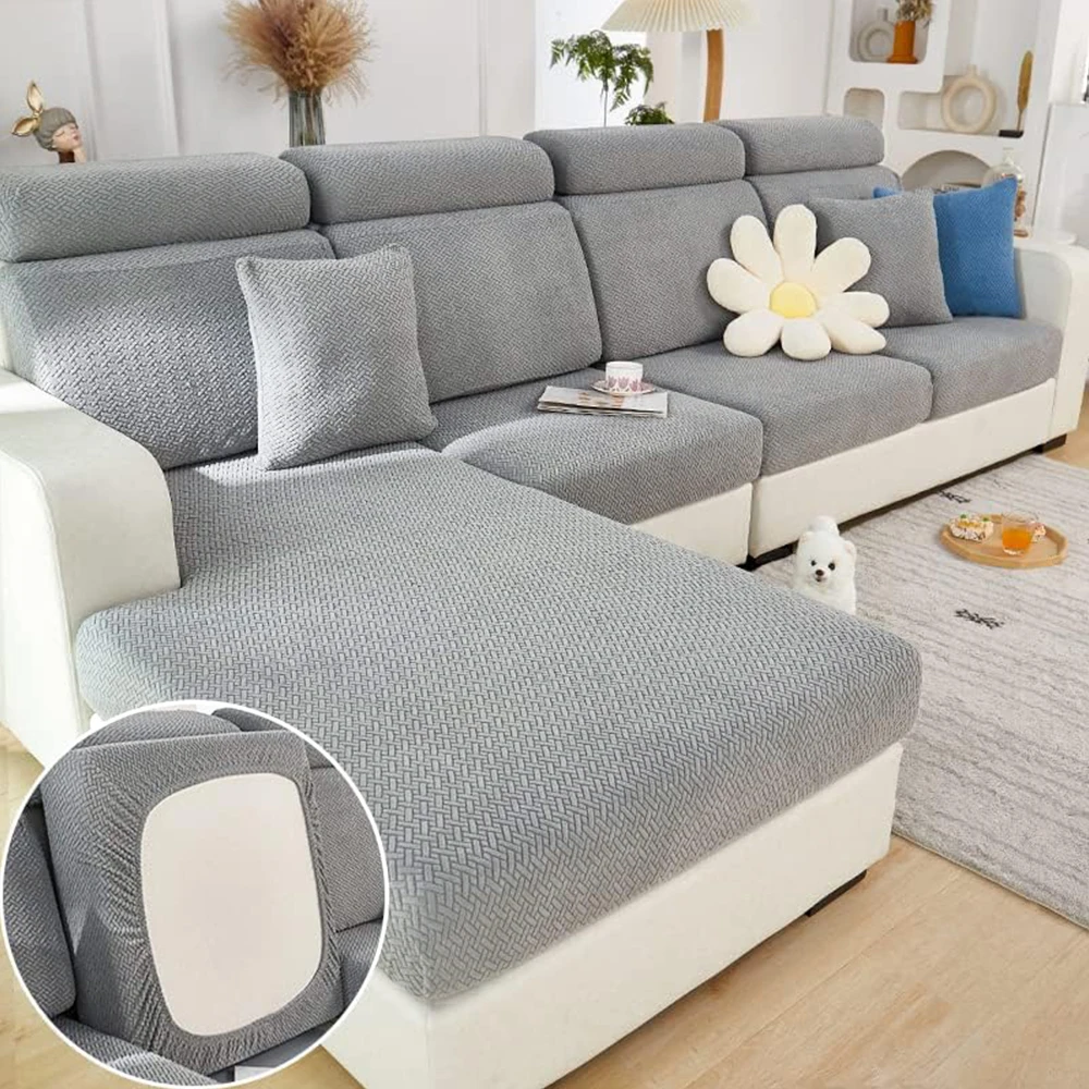 1PC Twill Muster Jacquard Sofa Abdeckung Stretch Polar Fleece Sofa Sitz Fall Chaise Lounge Stricken Kissen Abdeckung für Wohnzimmer