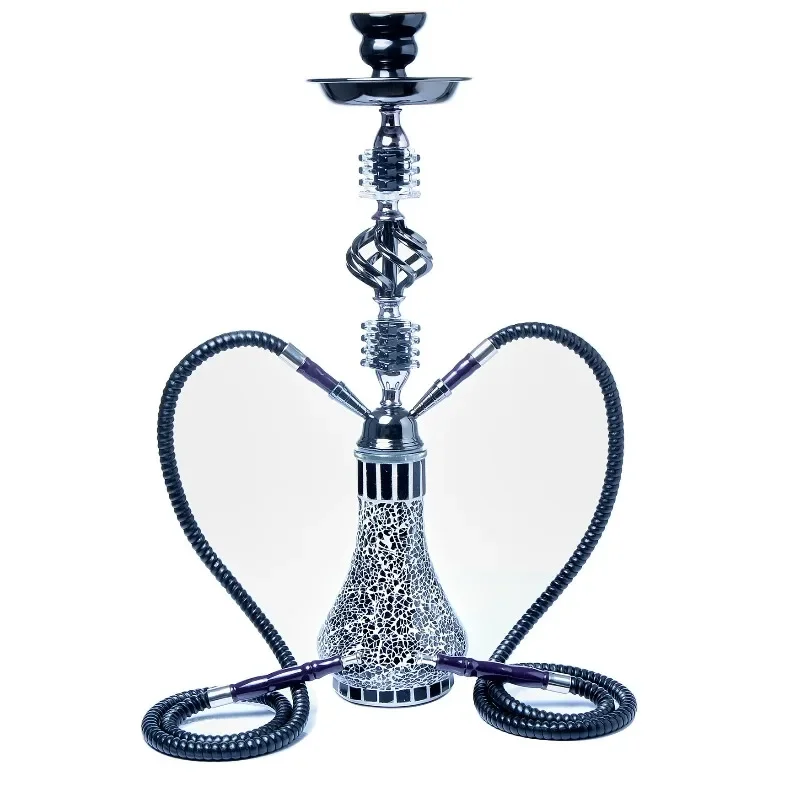 Arabian hookah medium double tube mosaic crystal glass pipe full set of shisha