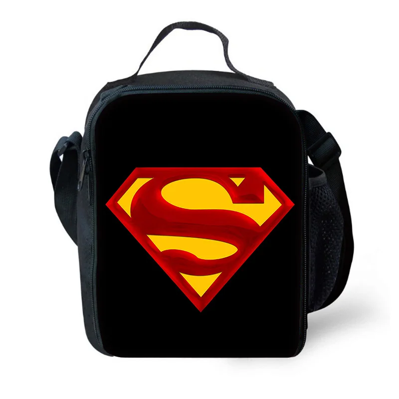 Cartoon S-Superman Logo Child Insulated Large Capacity Bag for Boy Girl Student Outdoor Picnic Resuable Thermal Cooler Lunch Box