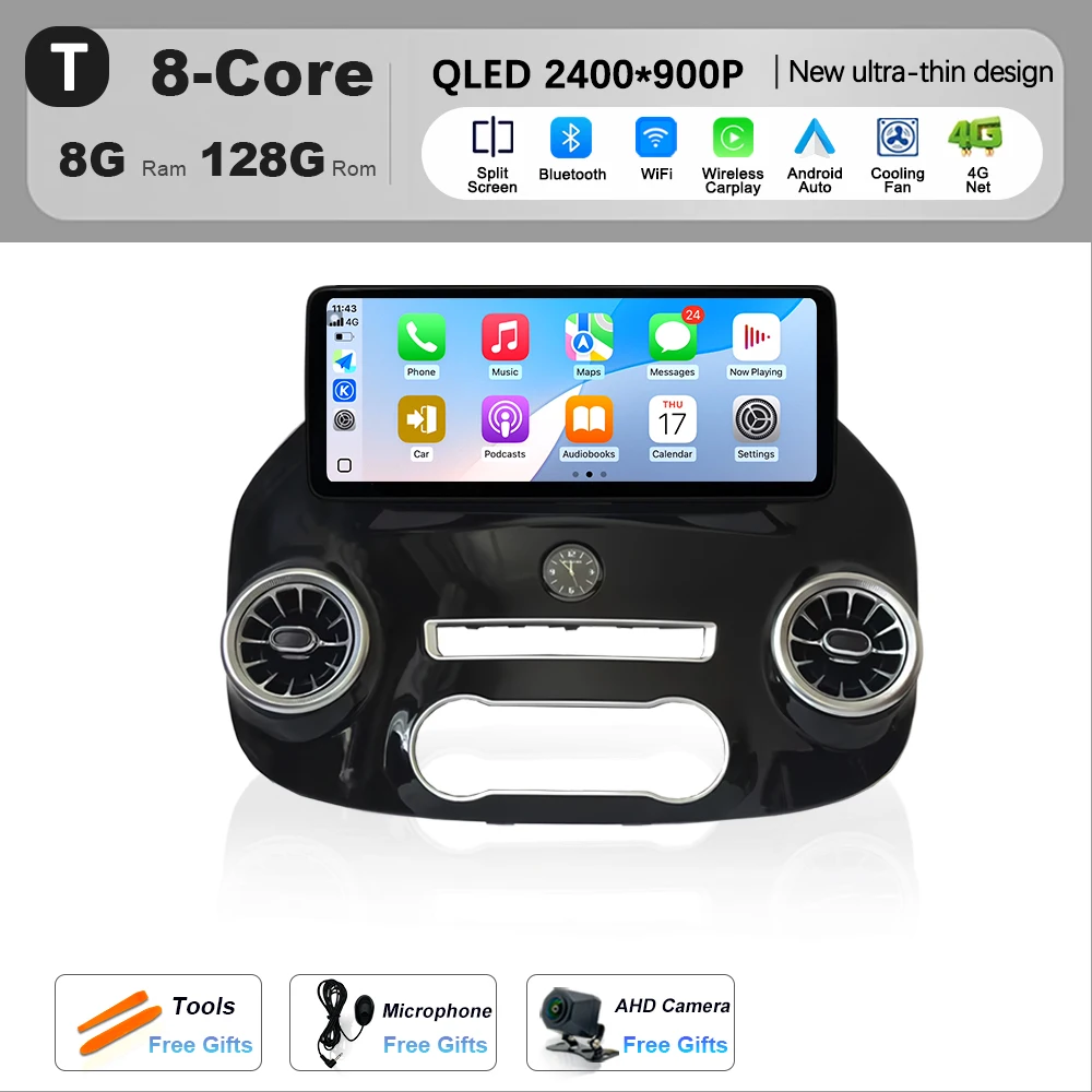 Draadloze CarPlay Voor Mercedes Benz Vito W447 2016 - 2021 Android Auto Navigatie Gps Auto Multimedia Speler Dsp Stereo 4G wifi Bt