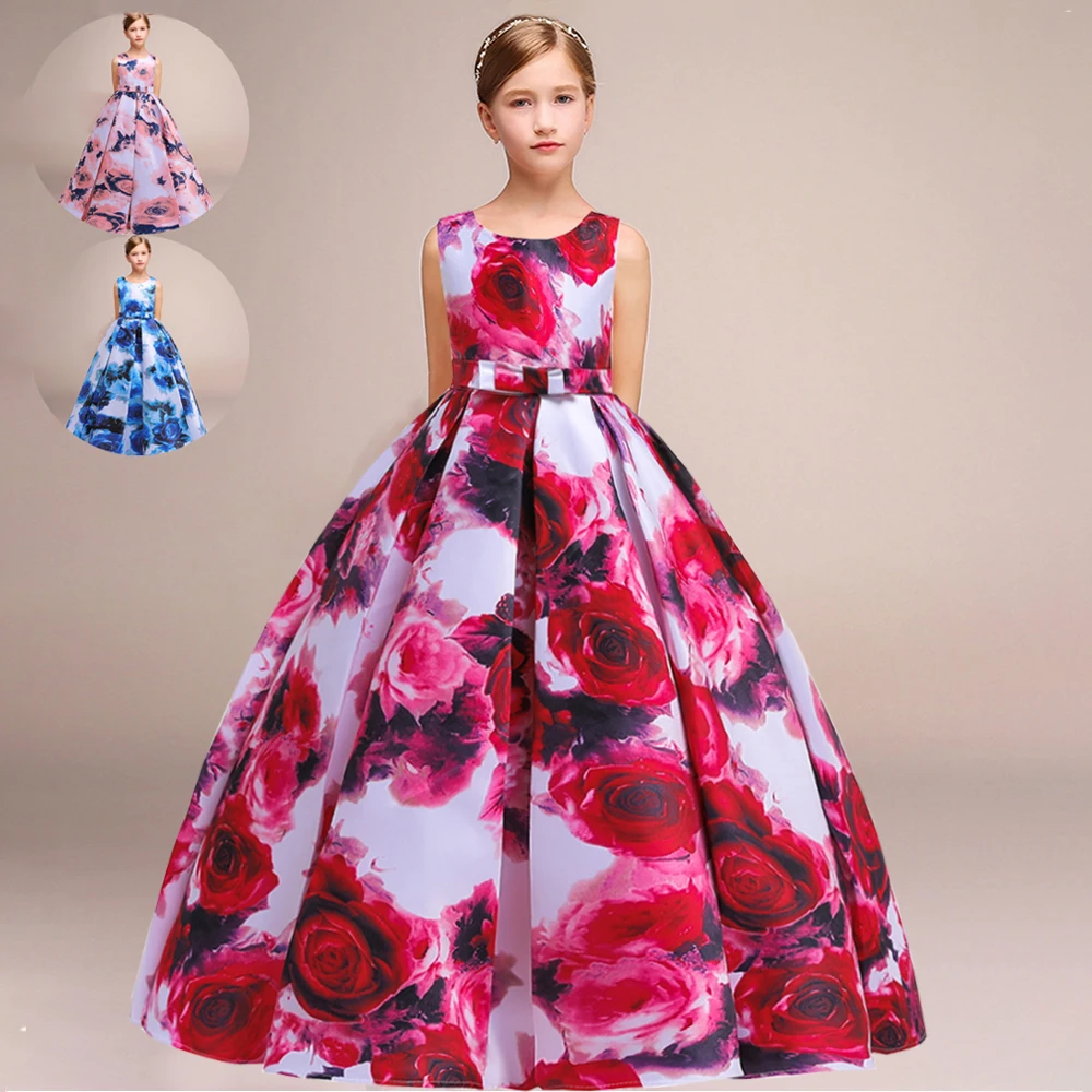 Summer Flower Girl Dress Christmas Costume Elegant Party Wedding Princess Kids Dress For Girls Birthday Bridesmaid Gown Vestidos