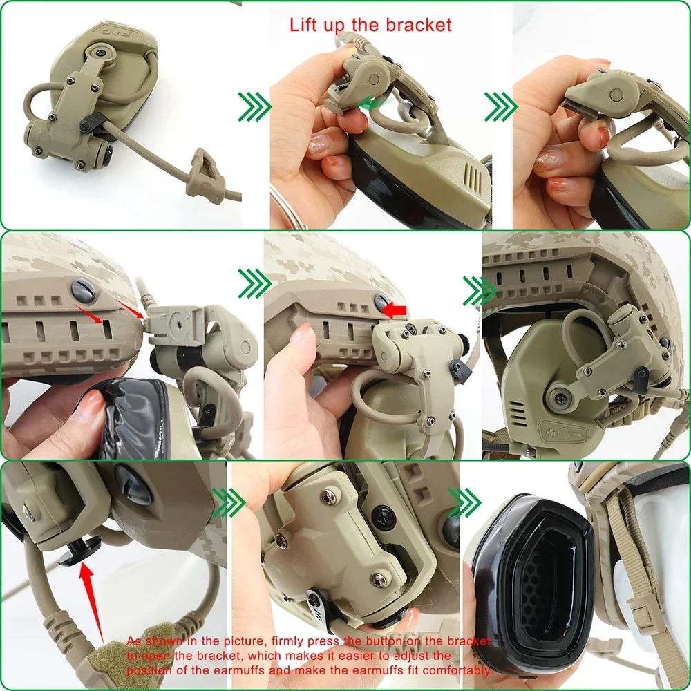 TS TAC-SKY Tactical Headset RAC Bracket Headset, Ops Core ARC Helmet Track FAST /ACH/MICH Series Helmet Compatible