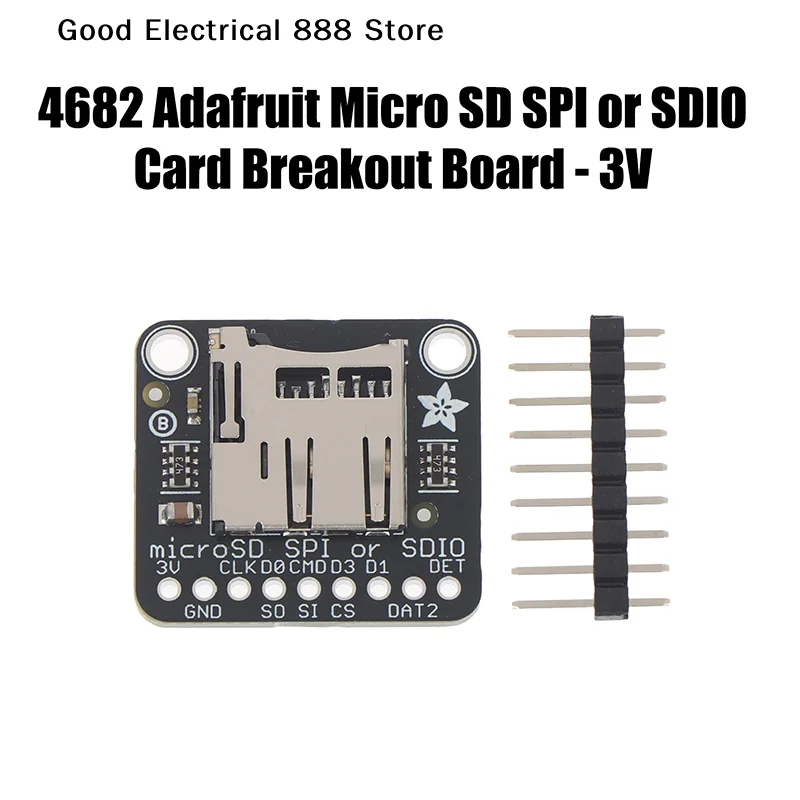 

【GE】1 шт. Черный 4682 Adafruit Micro SD SPI или SDIO модуль-адаптер для карт памяти, плата расширения, только 3В, для самостоятельной сборки, источник питания