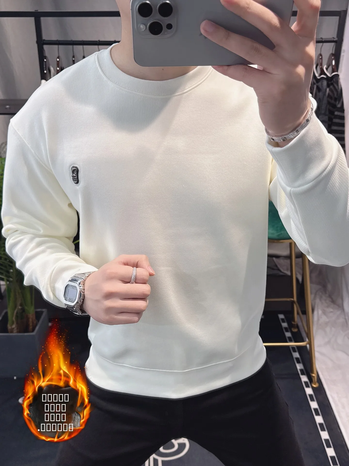 

Утепленная мужская толстовка с длинным рукавом и круглым вырезом, зимняя теплая повседневная модная удобная толстовка из смеси хлопка и полиэстера