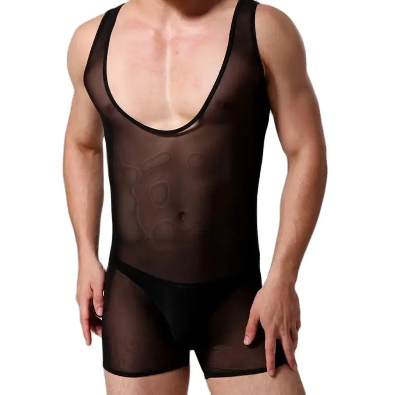 Man Underwear Gay Singlet Mesh Undershirt Sexy Panties Transparent Bodyshirt Sissy Indoor Shirts Men Tank Top Wrestling