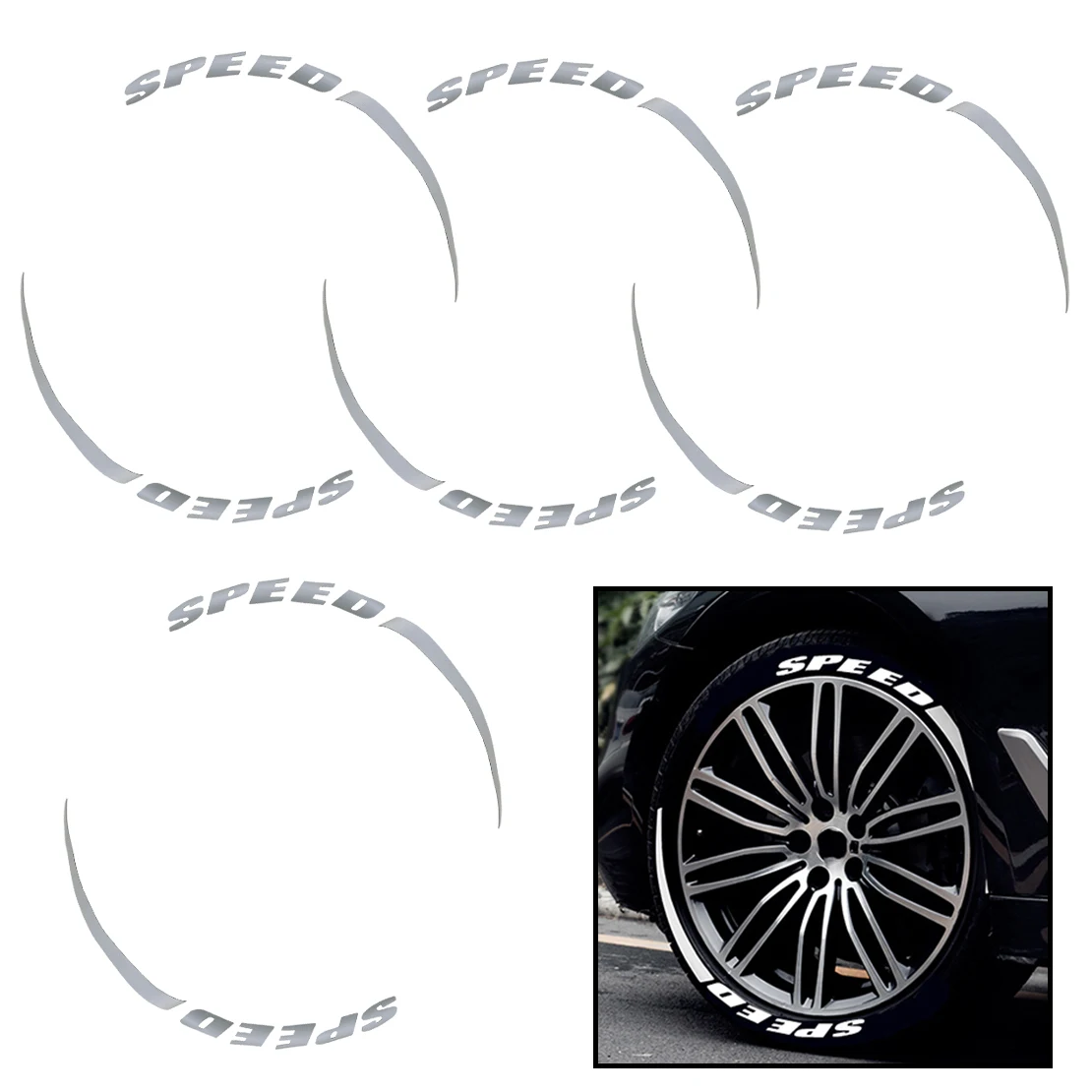 Universal Car SPEED Letter Blade Style Wheel Reflective Decal Decoration Sticker Kit For 4 Tires New