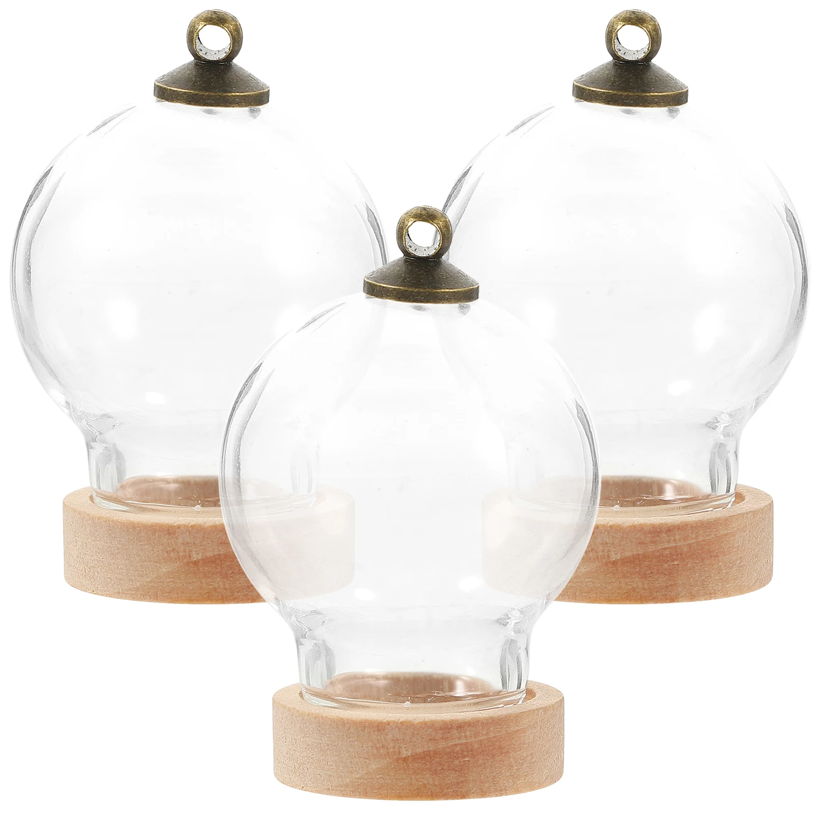 

3Pcs Glass Dome Mini Flower Display Case Transparent Base DIY Micro-Landscape Holder Home Decor Protection Glass Dome