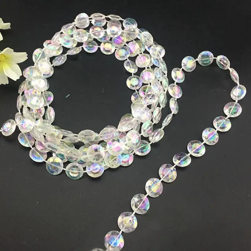 10 متر/30 متر قزحي الألوان مثمنة الاكريليك الخرز ستراند خط سلسلة حفل زفاف الماس كريستال جارلاند الديكورات حجر الراين الستار