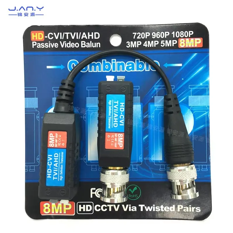 Ahd cvi tvi cvbs 8 milhões coaxial hd transmissor de par trançado terminal de monitoramento de transferência de cabo de rede