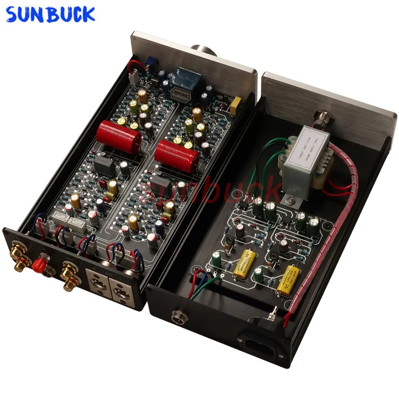 Equilibrada saída Phono Preamp, ímã móvel, MC, cola preta, AMP, AMP, componente duplo, classe A circuito