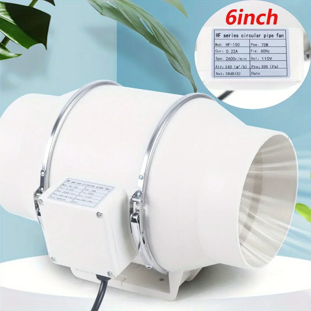 4'' 5'' 6" Inline Duct Fan Ventilation Exhaust Blower Fans Quiet for Ducting