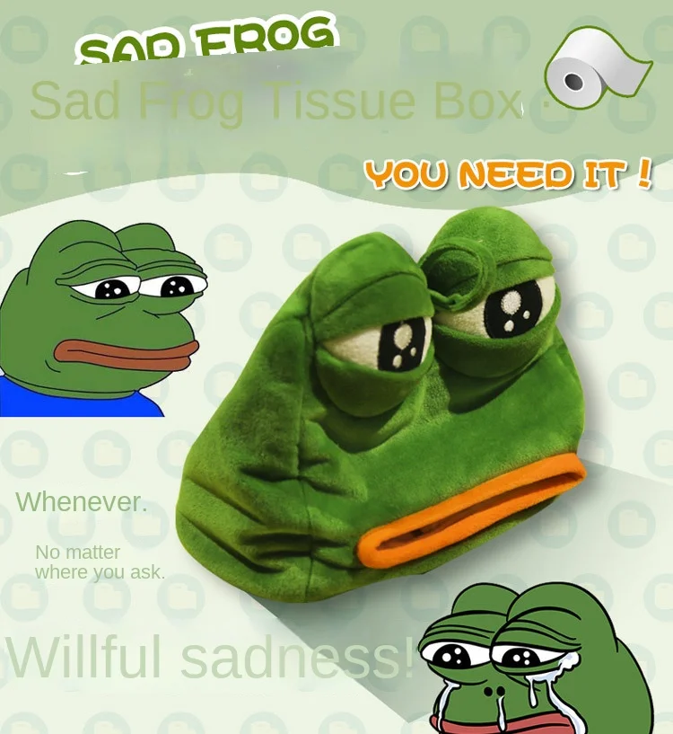 Full of vitality, genuine authorized sad frog pumping carton, tissue cover, sand sculpture lonely frog tissue box pepe