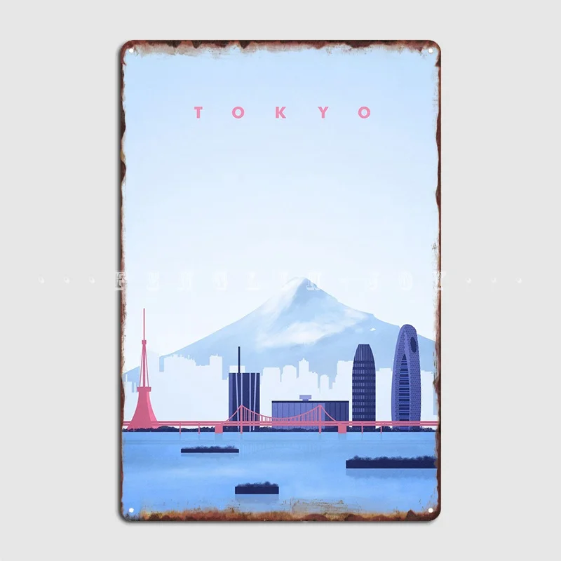 Tokyo Travel Poster Metal Sign Club Garage Club Create Plates Tin Sign Poster