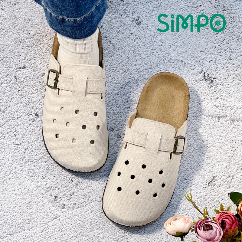 

Casual Closed Toe Slides For Women Flannel Upper Couple's Sandals Comfortable Non-slip Wear-resistant Slippers Summer Fall