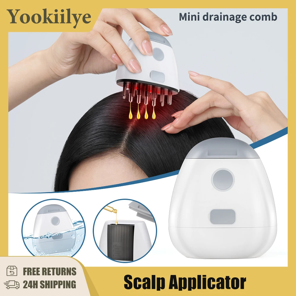 

Electric Scalp Applicator Massager for Hair Growth Infrared Red Light Therapy High-frequency Vibration Hair Massage Brush Oil