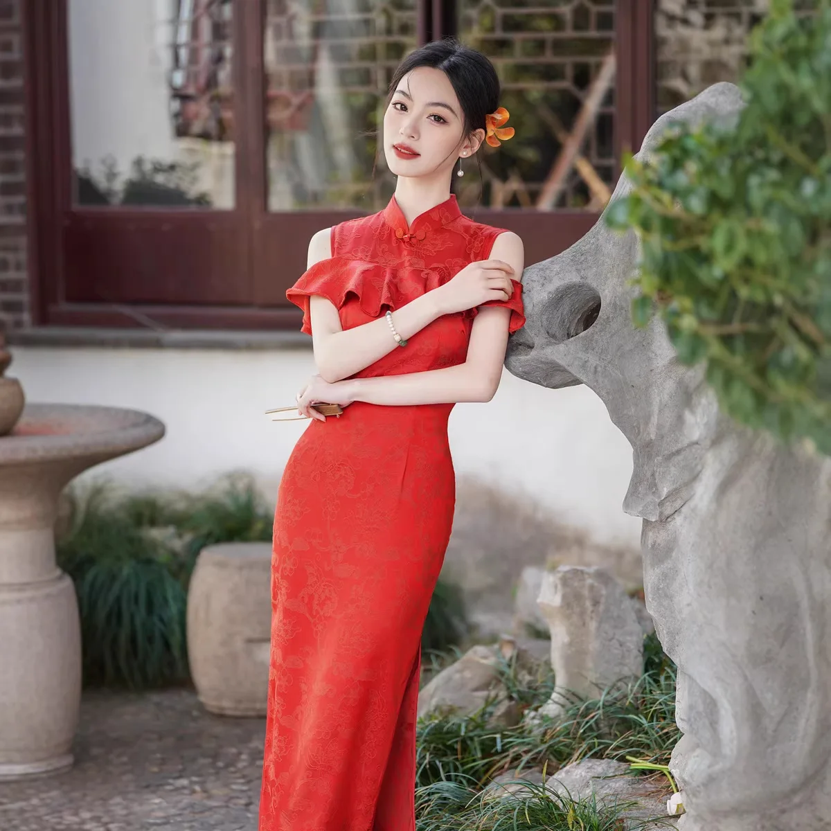 

Bridal Toasting Clothes Wedding Engagement Cheongsam Red New Chinese Cheongsam Temperament Cheongsam