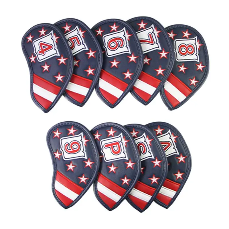 

USA Flag Golf Club Head Cover Golf Iron Headcover 1/3/5/UT Wood Club Protective Covers L / Square/ Half Round Golf Putter Cover