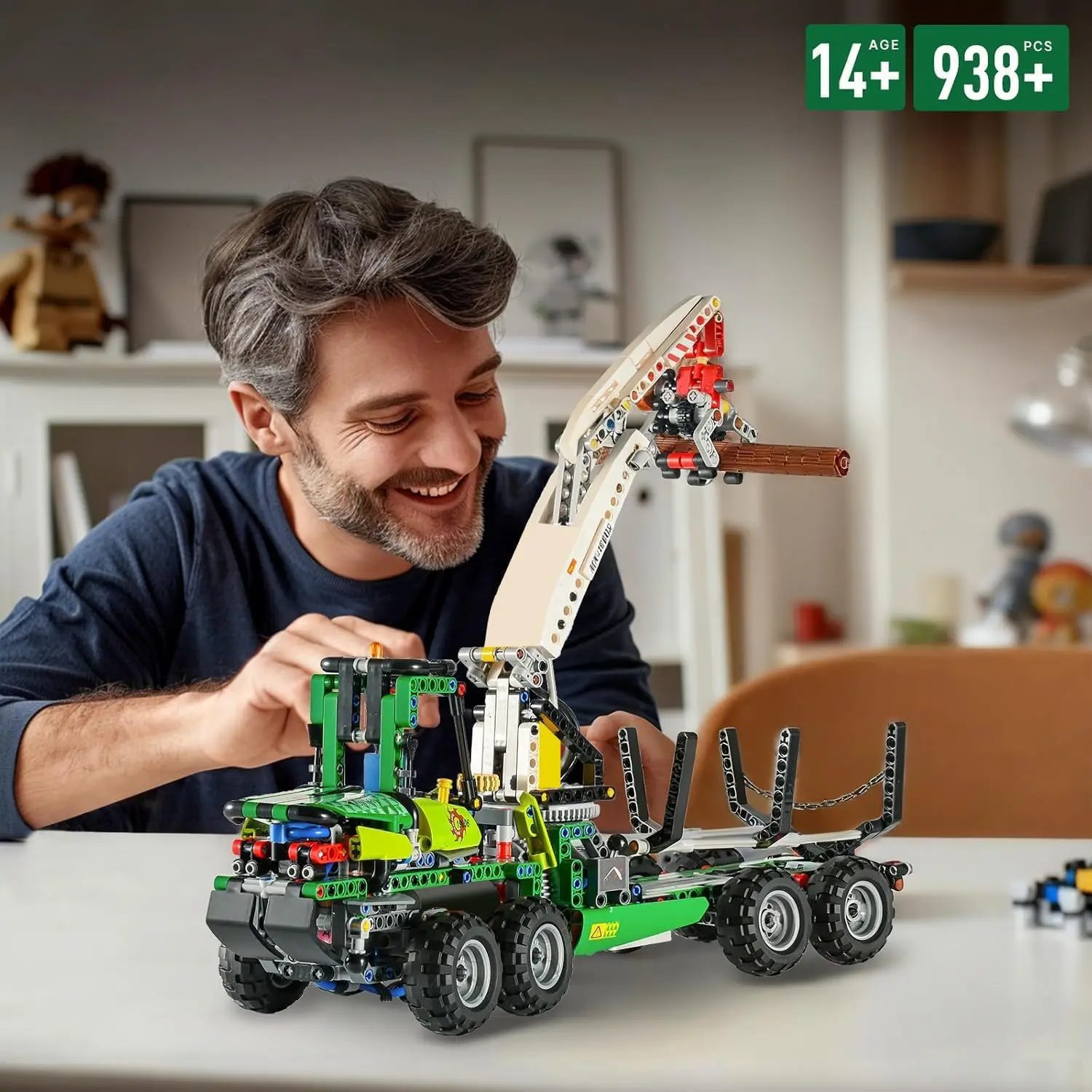 

Mould King 19006 938+ PCS Pneumatic Forest Machine Building Kit, Forestry Vehicle Model for Age 14+ Adults & Collectors