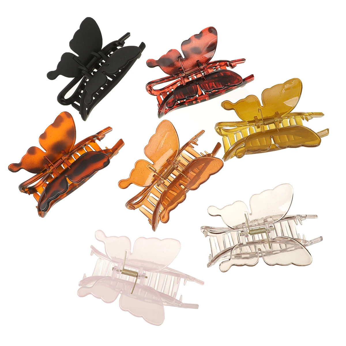 AWAYTR Amber Butterfly Ponytail Large Hair Claw Crab Hair Accessories for Women Acrylic Hair Clips Hairpins Girl Barrettes