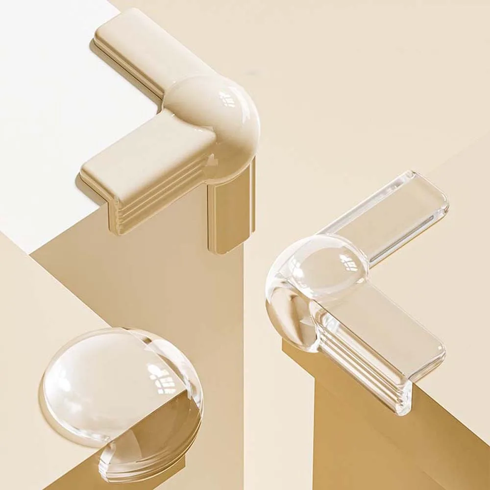

12pcs/set Airbag Silicone Edge Corner PVC Transparent Table Corner Protective Cover Beige T-Shaped