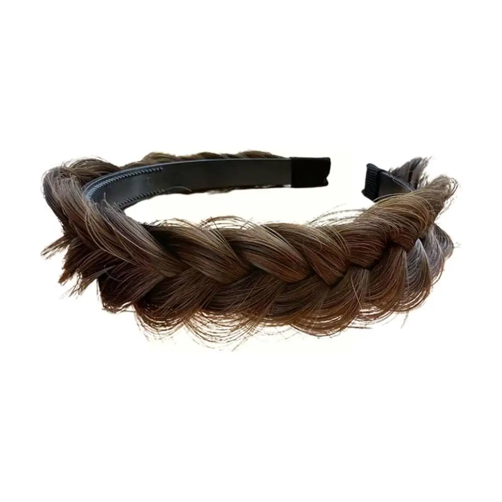 Hair Braid Headband Wide Bezel Hair Hoop Multi-layer Chunky Braided Fake Knot Plaited Headband Cross Headband Thick H6D6