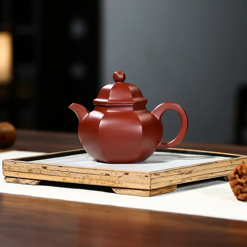 High Quality Ore Dahongpao Tea Mud Hexagonal Ball Yixing Handmade Clay Teapot Household Kung Fu Set